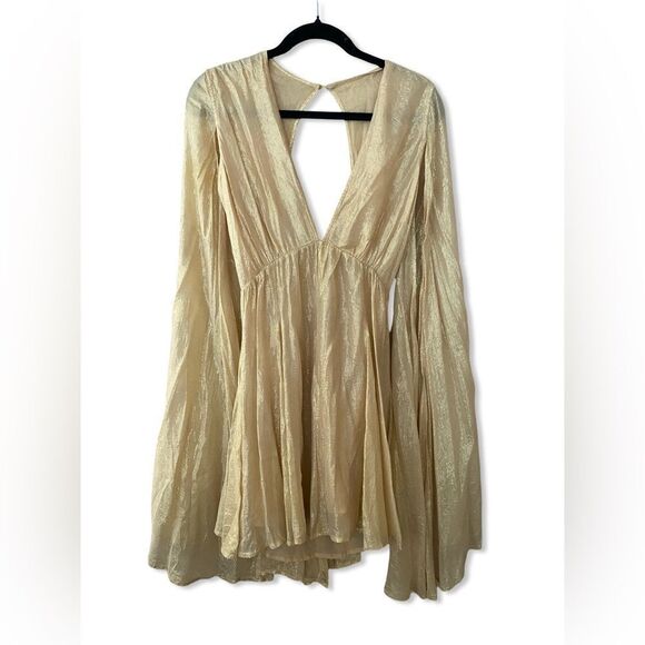 NWT Sundress Revolve Lourdes Dress Ios Bright Gold angel sleeve fairy mini M/L - Picture 9 of 16